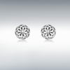 9ct White Gold Diamond Cut Filigree Dome Stud Earrings Thumbnail