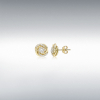 9ct Gold Cubic Zirconia Rose Swirl Stud Earrings Thumbnail