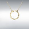 9ct Gold Diamond Cut Open Circle Pendant Necklace Thumbnail