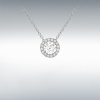 9ct White Gold Slider Cubic Zirconia Halo Cluster Pendant Necklace Thumbnail