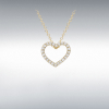 9ct Gold Cubic Zirconia Set Openwork Heart Pendant Necklace Thumbnail