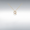 9ct 3 Colour Rose, White, Yellow Gold Cubic Zirconia Set Linked Rings Pendant Necklace Thumbnail