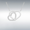 9ct White Gold Linked Hearts Cubic Zirconia Set Pendant Necklace Thumbnail