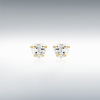 9ct Gold Claw Set Cubic Zirconia Heart Stud Earrings Thumbnail