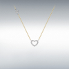 9ct Yellow & White Two Tone Gold Cubic Zirconia Set Openwork Heart Pendant Necklace Thumbnail