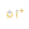 9ct Yellow & White Gold Openwork Stud Earrings Thumbnail