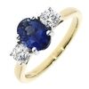 18ct Gold & Platinum Sapphire & Diamond Set Three Stone Trilogy Ring Thumbnail
