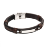 Fred Bennett Stainless Steel, Black & Brown Leather Woven Bracelet B5124 Thumbnail
