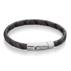 Fred Bennett Stainless Steel & Grey Leather Woven Bracelet B5276 Thumbnail