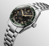 Longines Spirit Zulu Time Anthracite Dial/Green Bezel Stainless Steel Mens GMT Watch 39mm L38024636 Thumbnail