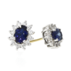 18ct Gold Oval Sapphire & Diamond Set Cluster Stud Earrings Thumbnail
