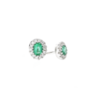 18ct White Gold Oval Emerald & Diamond Set Cluster Stud Earrings Thumbnail