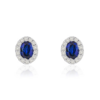 18ct White Gold Oval Sapphire & Diamond Set Cluster Stud Earrings Thumbnail