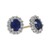 18ct White Gold Oval Sapphire & Diamond Set Cluster Stud Earrings Thumbnail