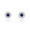 18ct White Gold Round Sapphire & Diamond Set Cluster Stud Earrings Thumbnail