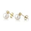 9ct Gold Pearl & Diamond Set "Snowman" Stud Earrings Thumbnail