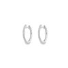 9ct White Gold Claw Set Diamond Hoop Earrings (15mm) Thumbnail