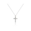 9ct White Gold Diamond Set Cross Pendant Necklace Thumbnail