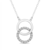 9ct White Gold Diamond Set Openwork Entwined Circles Pendant Necklace Thumbnail