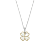 TI SENTO Sterling Silver & Gold Plated Two Tone Mother of Pearl & Cubic Zirconia Set Four Leaf Clover Pendant Necklace Thumbnail