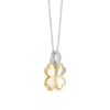 TI SENTO Sterling Silver & Gold Plated Two Tone Mother of Pearl & Cubic Zirconia Set Four Leaf Clover Pendant Necklace Thumbnail