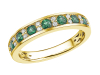 18ct Gold Emerald & Diamond Channel/Claw Set Half Eternity Ring Thumbnail