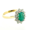 18ct Gold Oval Emerald & Diamond Set Cluster Ring Thumbnail