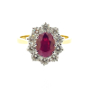 18ct Gold Oval Ruby & Diamond Set Cluster Ring Thumbnail
