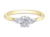 18ct Gold Three Stone Diamond 0.65ct Oval & Pear Shape Diamond Claw Set Trilogy Ring Thumbnail
