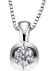 18ct White Gold 2 Claw Cup Setting 0.20ct Diamond Pendant Necklace Thumbnail