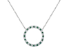 18ct White Gold Emerald & Diamond Set Openwork Circle Pendant Necklace Thumbnail