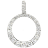 18ct White Gold Graduated Diamond Set Openwork Circle Pendant Necklace Thumbnail