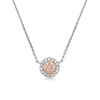 18ct White Gold Natural Pink Diamond Set Halo Cluster Pendant Necklace Thumbnail