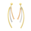 9ct 3 Colour Gold 3 Row Curved Drop Earrings Thumbnail
