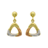 9ct 3 Colour Gold Open Triangle Drop Earrings Thumbnail