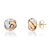 9ct 3 Colour Gold Two Row Ribbed Knot Stud Earrings Thumbnail
