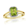 9ct Gold Emerald Cut Peridot & Diamond Set Cluster Ring Thumbnail