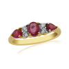 9ct Gold Graduated Oval & Pear Shape Ruby & Diamond Set Dress Ring Thumbnail