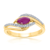 9ct Gold Marquise Cut Ruby & Diamond Set Crossover Dress Ring Thumbnail