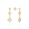 9ct Gold Mother of Pearl Set Flower Drop Earrings Thumbnail