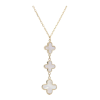 9ct Gold Mother of Pearl Set Triple Flower Pendant Necklace Thumbnail
