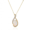 9ct Gold Opal & Diamond Set Pendant Necklace Thumbnail