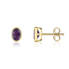 9ct Gold Oval Amethyst Rubover Set Stud Earrings Thumbnail