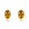 9ct Gold Oval Citrine Rubover Set Stud Earrings Thumbnail