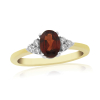 9ct Gold Oval Garnet & Diamond Set Dress Ring Thumbnail
