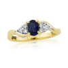 9ct Gold Oval Sapphire & Diamond Set Crossover Dress Ring Thumbnail