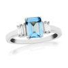 9ct White Gold Emerald Cut Aquamarine & Diamond Set Ring Thumbnail