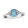 9ct White Gold Emerald Cut Blue Topaz & Diamond Set Dress Ring Thumbnail