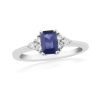 9ct White Gold Emerald Cut Sapphire & Diamond Set Dress Ring Thumbnail