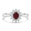 9ct White Gold Oval Ruby & Diamond Set Cluster Ring Thumbnail
